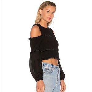 Cinq a Sept Pascal Cold Shoulder Shirred Top